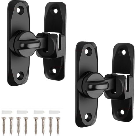 Lot de 2 verrous coulissants (90/180°) : protection de l’intimité, sécurité, petits verrous de portail, quincaillerie pour abri de jardin, jardin, salle de bain, placard, fenêtre, 80 x 25 mm, noir. (1/5)