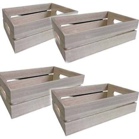 Set 4 Cassette in legno piccola per decorare decoupage porta pane frutta tavola CM 19X12 NATURALImultiuso contenitore (1/5)