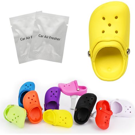 1 désodorisant de voiture en forme de chaussure, à clipser sur la grille d'aération, avec 2 recharges de pastilles parfumées solides. Accessoire de décoration et de parfum pour voiture, unisexe, jaune (1/5)