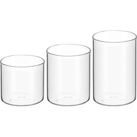 Lot de 3 bougeoirs en verre pour bougies chauffe-plat, verres vides pour table-6.50X6.50X6.00CM-Transparent (1/2)