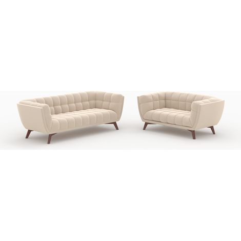 Conjunto de sofás Mona en terciopelo beige para 5 personas (1/4)