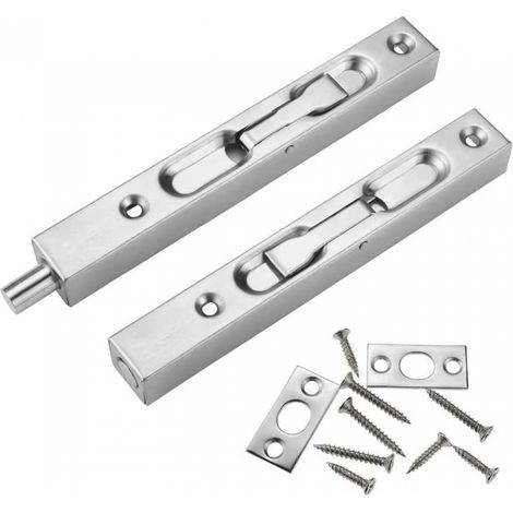 Loquet Caché de Porte Loquets Coulissants Dissimulé en 304 Door Flush Bolt pour Tous Les Types 2 pièces 15cm Acier Inoxydable (1/5)