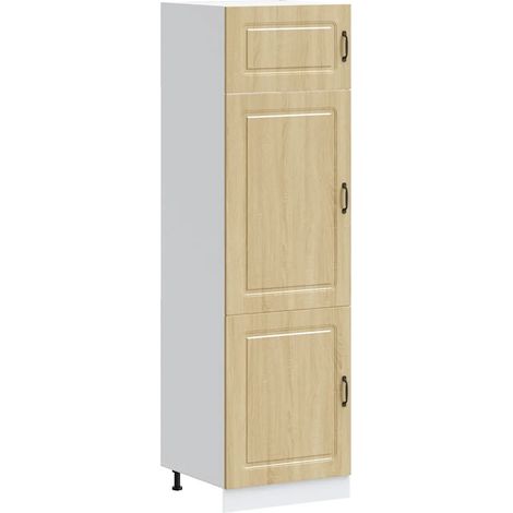 Armoire de cuisine optimisée rangement bois d'ingénierie 60 x 57 x 207 cm pieds réglables en bois chêne sonoma (1/5)