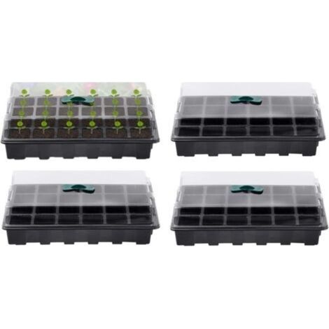 4Pcs Plateau De Semis De Plantes, 24 Cellules Plateau De Pépinière De Semis En Plastique Propagateurs De Graines De Fleurs Avec évents Réglables Pour La Maison De Jardin De Serre Chaude (1/5)