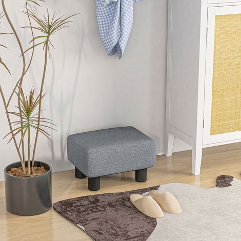Poggiapiedi, sgabello basso rettangolare imbottito per soggiorno o camera da letto, 40x30x24 cm, grigio (1/5)