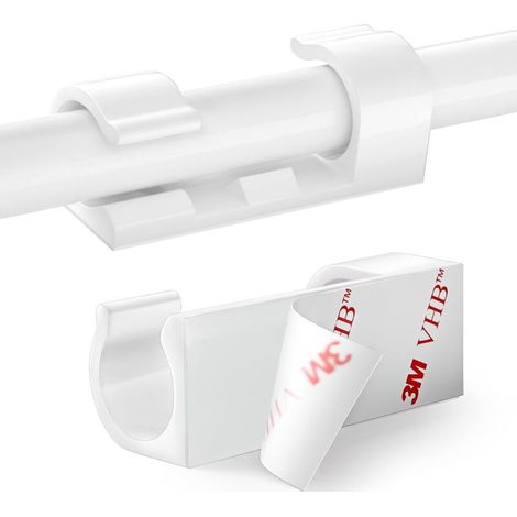 Lot de 60 clips de câble transparents auto-adhésifs pour la maison et le bureau, blanc (1/5)