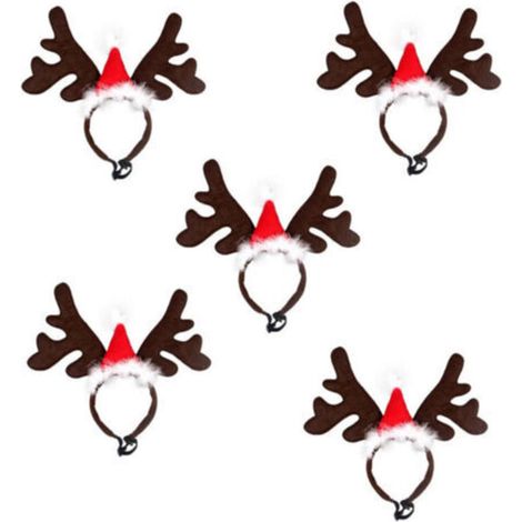 Bandeau de Noël , déguisement de renne pour humains, chiens et chats, coiffe ajustable avec chapeau de Noël, cadeau de Noël (1/4)