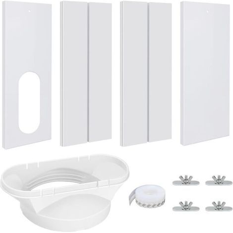 Kit d’installation pour climatiseur mobile – 4 bouchons réglables pour fenêtre, kit d’étanchéité et de ventilation pour climatiseurs monoblocs, adapté aux fenêtres et portes avec tuyau d’évacuation (1/5)