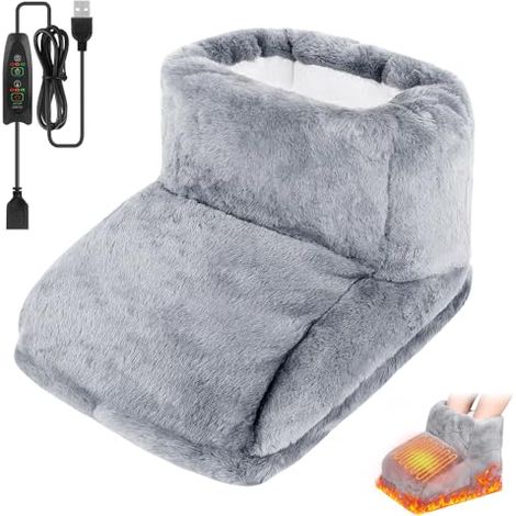Chauffe-pieds électrique PLLYPE, 3 niveaux de température, idéal pour l'hiver, la maison et le bureau, gris. (1/5)