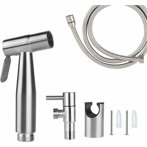 Kit Douchette WC , Tuyau de 1,5 m et Support, Adaptateurs de G1/2 argent (1/5)