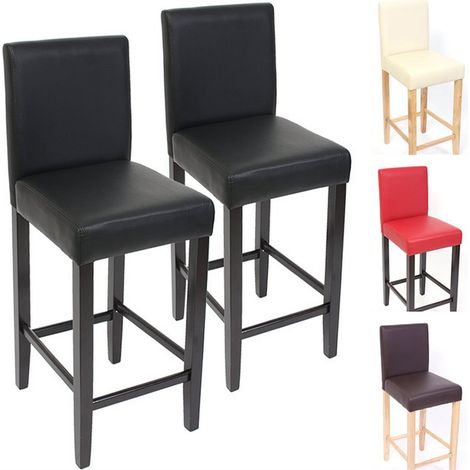 Lot de 2 tabourets de bar M37, simili-cuir mat, crème/pieds clairs