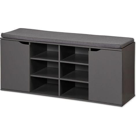 Meuble à chaussures avec siège 103x48x30,5 cm – 2 grands compartiments pour bottes – MDF durable avec coussin polyester – Rangement élégant – Kesper (1/7)