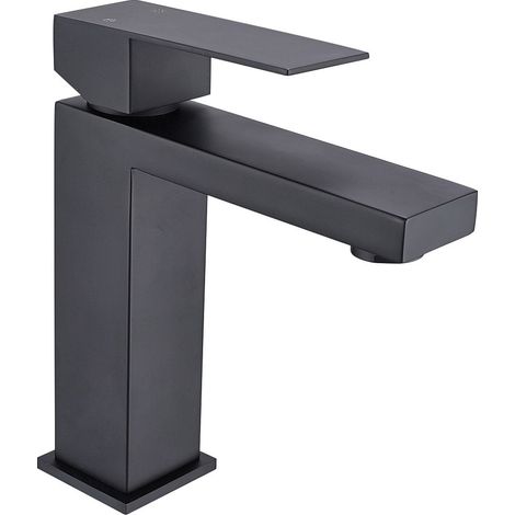 Rubinetto miscelatore meccanico quadrato H17,3 cm in inox spazzolato Nero opaco - CANILAS (1/4)