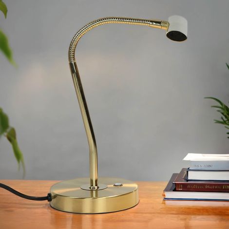 LED Bankerlampe in Messing 35 cm hoch Metall Jugendstil Bankerleuchte Schreibtischlampe