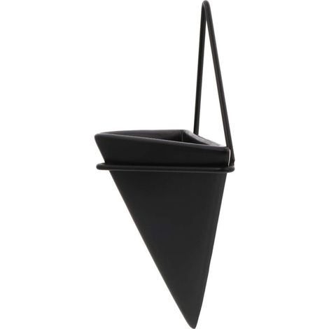 Vaso da parete triangolare, vaso geometrico, decorazione murale, contenitore per piante aeree per la decorazione di casa e ufficio (taglia S, nero)