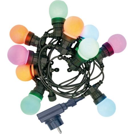 Xanlite – Guirlande lumineuse d'extérieur 5m 230V IP44 – 10 boules P45 – 8 modes d'utilisation – Alimentation 12V – GRL512VBP45RVB