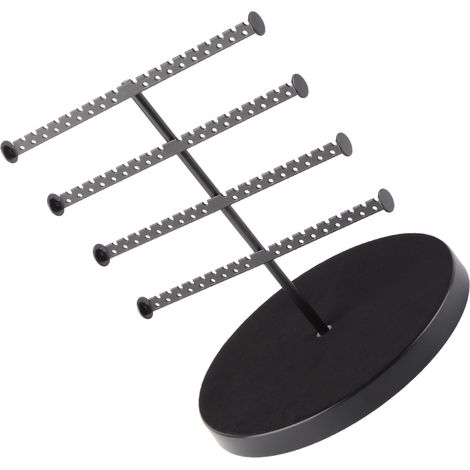 Porte Bijoux Démontable + Stand Avec Base Protectrice + Organisateur Bijoux Métal Noir/Blanc 72 Trou Earrings Bracelets Pendentifs (1/5)