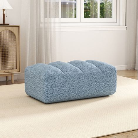 Pouf ottoman 104x61x45 cm blu, modulare, in tessuto peluche granuloso, senza montaggio MEUBLIV (1/5)