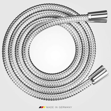 PRISMA Flexible de douche INOX 125cm MADE IN GERMANY avec double protection anti-torsion. Tuyau de douche résistant à la torsion, avec protection contre les coudes. (1/3)