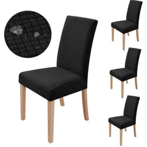 (Black) Stretch Chair Cover 6 Pieces, Dining Room Chair Protective Cover, Washable (1/5)