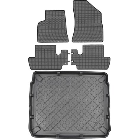 Jeu de tapis de sol en caoutchouc pour Peugeot 3008 I Berline (05.2009-10.2016) + tapis de coffre
