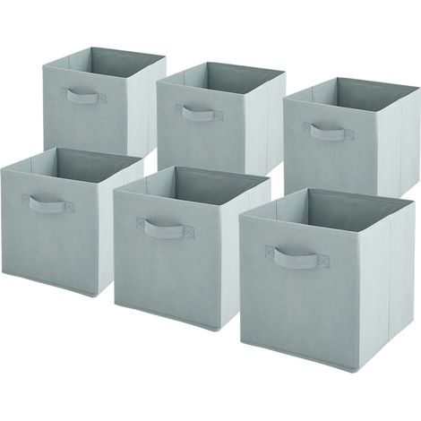 Lot de 6 paniers pliables en tissu vert sauge 27 x 27 x 27 cm