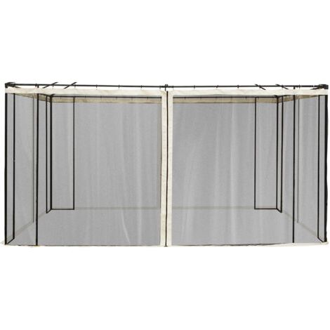 Moustiquaire de remplacement pour pavillon de jardin 3x4 m, en polyester noir avec fermetures éclair, protection contre les insectes (1/5)
