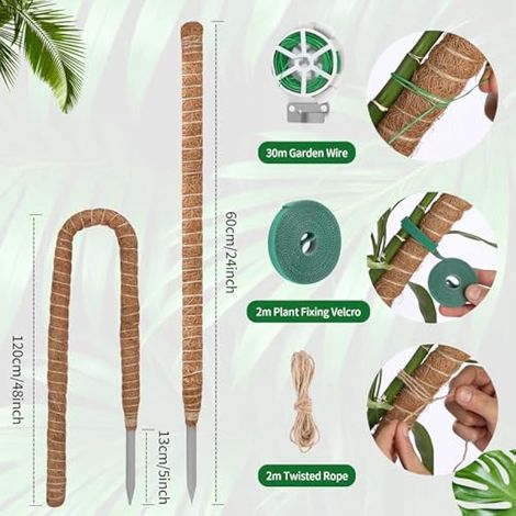 Tuteur Monstera, 120cm Tuteur Plante Pliable, Tuteur Plante Grimpante, avec Accessoires, Tuteur Plante Interieur, Tuteur Coco, pour Plante Monstera/Jardin Domestique (1/4)