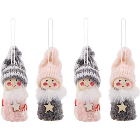Pendentif ange en peluche de Noël, lot de 4 mini sapins de Noël en bois (1/4)