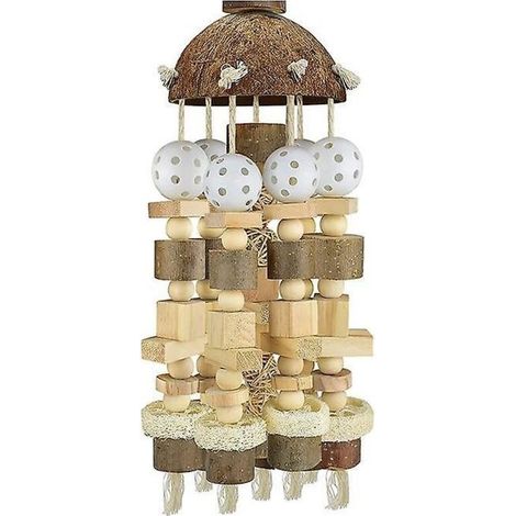 Grand perroquet Jouets Blocs de bois naturels Oiseau Mâcher Toy Perroquet Cage Morsure De Jouets Jouets pour oiseaux (1/5)