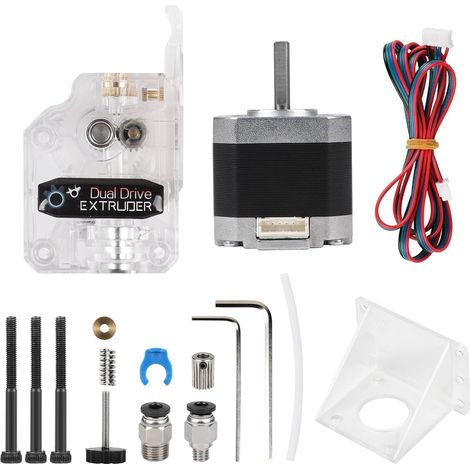 Kit estrusore Bowden Dual Drive trasparente con motore Nema a 17 stadi, 2 fasi, 4 fili, angolo di 1,8 gradi per stampante 3D Anycubic Tevo Tornado Cr10, per PLA, ABS, TPU, PETG 1,75 mm (1/5)