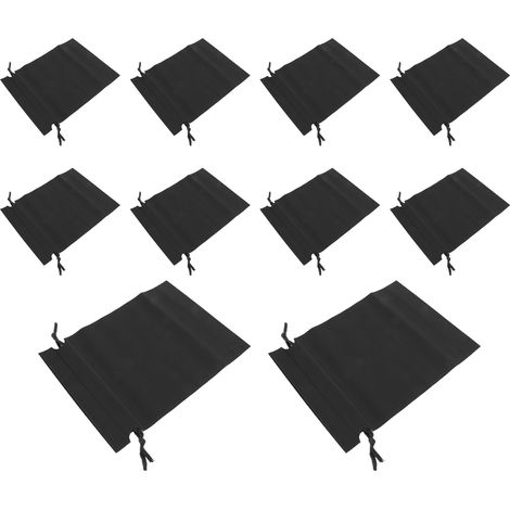 Set mit 10 faltbaren, wasserdichten, waschbaren und strapazierfähigen Aufbewahrungsbeuteln mit Kordelzug, ideal für Schule und Reisen (schwarz). (1/5)
