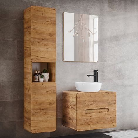 Set di mobili da bagno con lavabo Arun marrone 60cm (1/5)