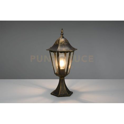 MELLA PALO SEGNAVIALI DA ESTERNO 6 LATI FUSIONE DI ALLUMINIO RUGGINE E VETRO TRASPARENTE H. 51CM IP44 1 LUCE ATTACCO E27