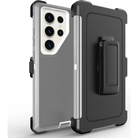(Gris, Galaxy S24+) Étui de protection blindé robuste et durable avec clip ceinture et revêtement antichoc. (1/5)