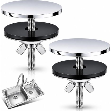 Cache Trou Évier - Lot de 2 - Laiton Massif Noir - Diamètre 50 mm - Pour Cuisine et Salle de Bain (1/5)