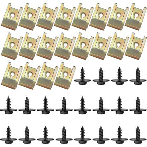 40-teiliges U-Clips-Befestigungs- und Schraubenset aus Universalmetall, Sortiment an Karosserieclips, Autokäfigmuttern, U-Muttern für Autotürverkleidungen