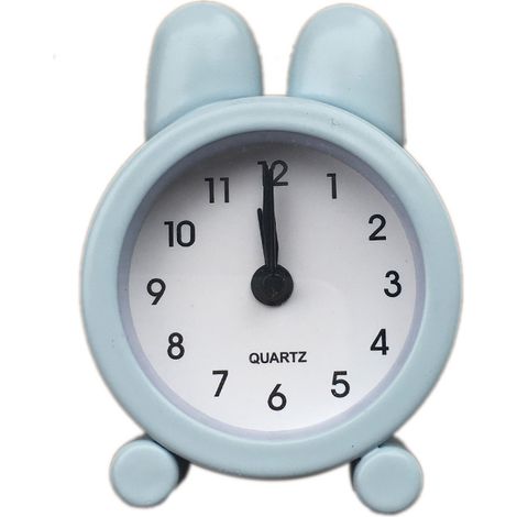 Réveil de chevet en forme d’oreilles de lapin, horloge décorative en métal pour chambre et dortoir (bleu)