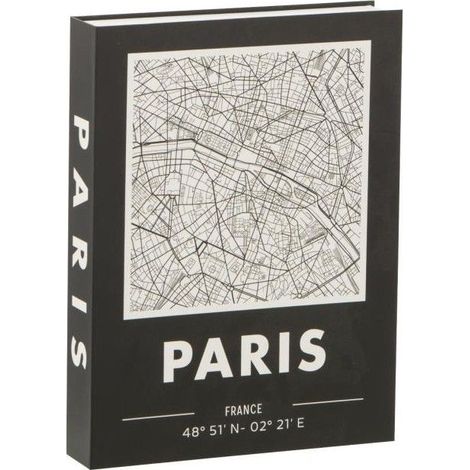 Scatola Contenitore Libro Parigi  Nero con Mappa J-LINE