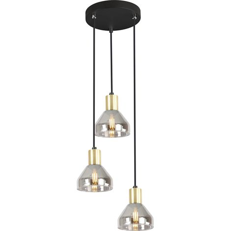 Lampadario Candellux Gregory 3xE14 nero vetro fumé (1/3)