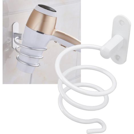 Support mural en aluminium pour sèche-cheveux, étagère en spirale pour salle de bain. (1/5)