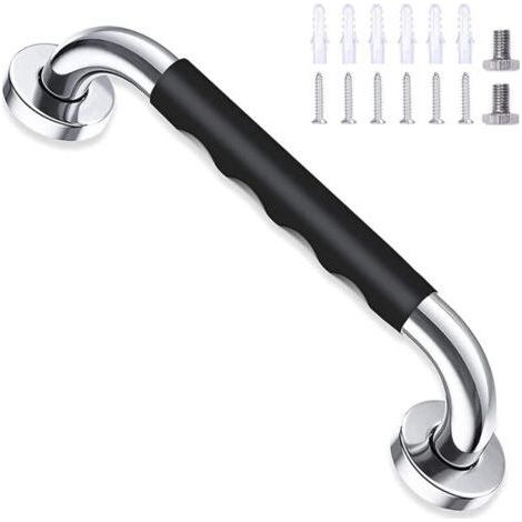 Anti-Slip Stainless Steel Bathtub Grab Bar, Wall Mounted, Bathroom Toilet Grab Bar, for Children and Elderly, 30cm, Black (1/4)