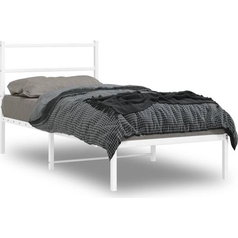 Bettgestell mit Kopfteil Metall Weiß 90x200 cm