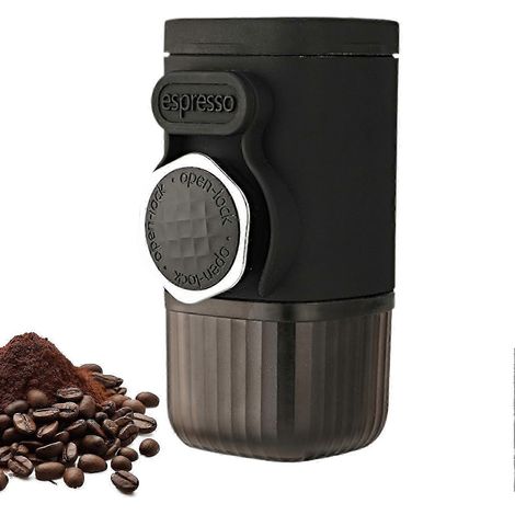 Cafetière portable avec broyeur réutilisable et piston manuel, idéale pour le camping, les voyages et une utilisation à domicile. (1/5)