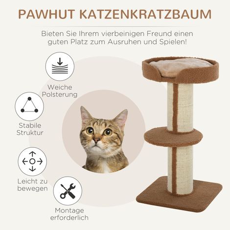 Arbre à chat 91 cm avec poteaux sisal, plateforme, coussins, griffoir multi-niveaux, pour chats moyens, beige clair (1/4)