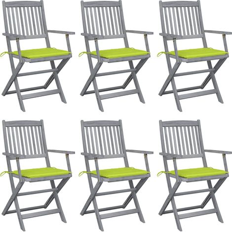 Klappbare Gartenstühle 6 Stk. mit Sitzkissen Massivholz Akazie