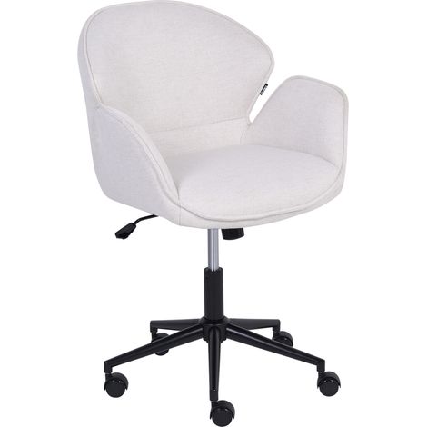 Silla de oficina de tela de poliéster estructura de metal función giratoria inclinación altura ajustable muebles de oficina blanco crema Belmar (1/5)