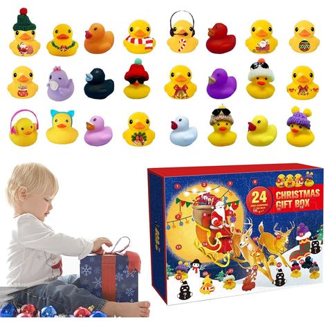 Calendrier de l'Avent 24 pièces en forme de canard en caoutchouc, calendrier de l'Avent 2025, canards de Noël, calendrier de l'Avent en forme de canar (1/5)
