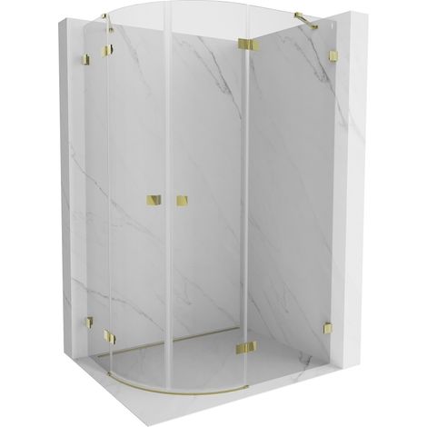 Mexen Lunar cabine de douche semi-circulaire droite à charnière 80 x 70 cm, transparente, or - 833-080P-070L-50-00 (1/5)
