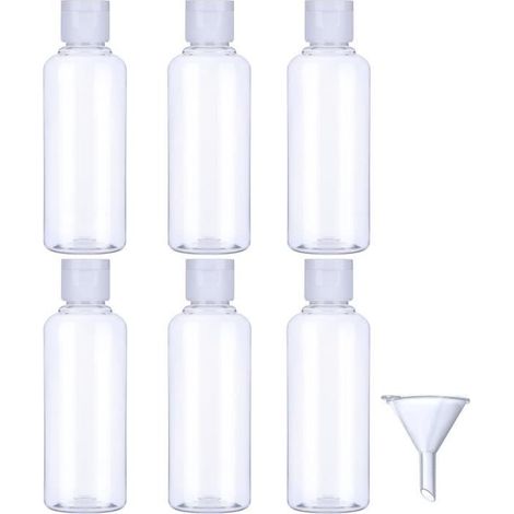 Ensemble de Bouteilles de Voyage Aérien en Plastique Transparent avec Petit Entonnoir pour Le Vol, l'Aéroport, Les Vacances (Paquet